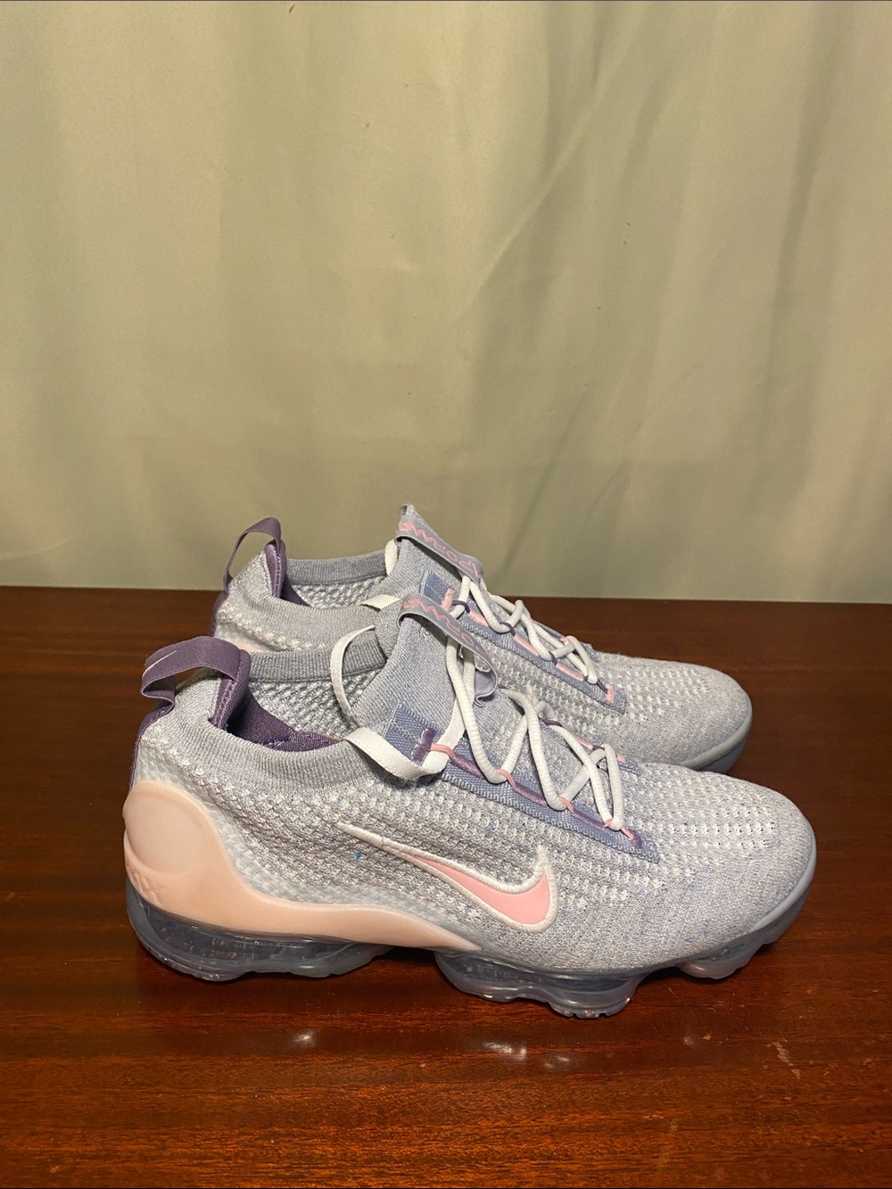 Nike Air Vapormax 2021 FlyKnit Wolf Grey/ Pink Glaze Lifestyle Casual shoes 6.5Y